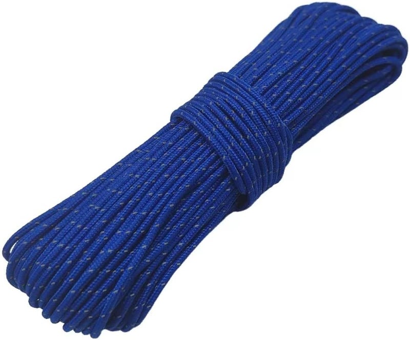 Legnowit 2mm Reflective Guyline Camping Paracord, Ultralight Thin Cord Rope for Tarp Rain Fly Tent Camping, 65 Feet (Blue) - Image 1
